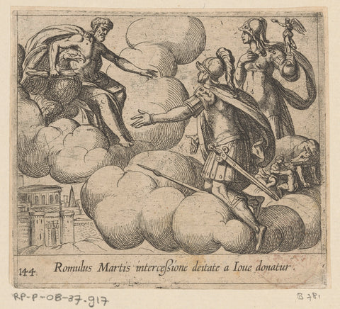 Mars begs Jupiter to make Romulus immortal, Antonio Tempesta, 1606 Canvas Print