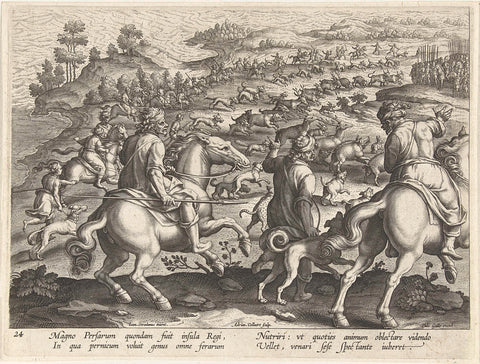 Hunt of the King of Persia, Adriaen Collaert (attributed to), 1594 - 1598 Canvas Print