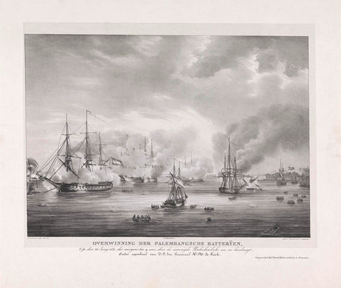 Victory over Palembang, 1821, Pieter le Comte, 1821 Canvas Print