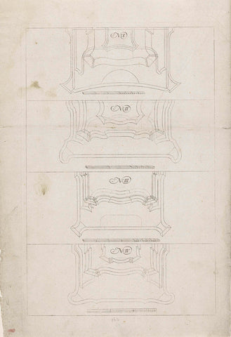 Floor plans of writing tables, unknown, 1731 - 1775 Canvas Print