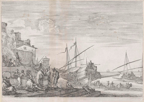 Two galley ships in the port of Livorno, Stefano della Bella, c. 1655 Canvas Print