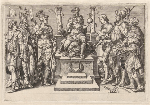 Emperor Charles V surrounded by his defeated opponents, Dirck Volckertsz. Coornhert, 1556 Canvas Print