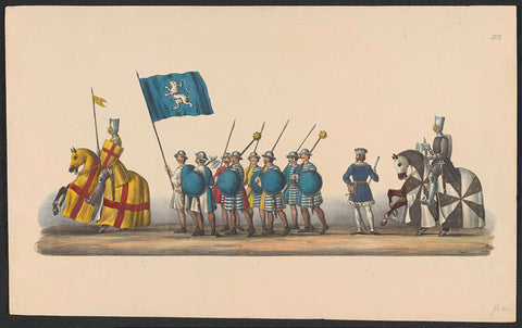 Costumed procession of 1841: knights (sheet XVI), anonymous, 1841 Canvas Print