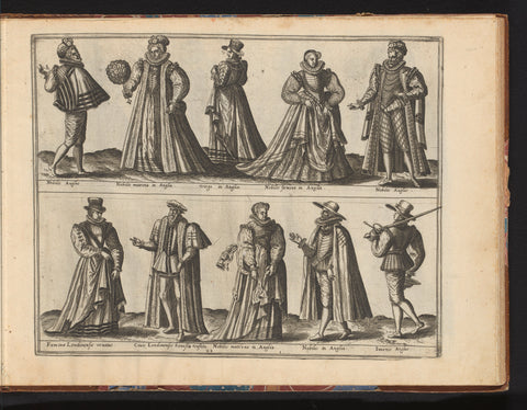 Ten men and women, dressed according to the English fashion of ca. 1580, Abraham de Bruyn, in or before 1581 Canvas Print