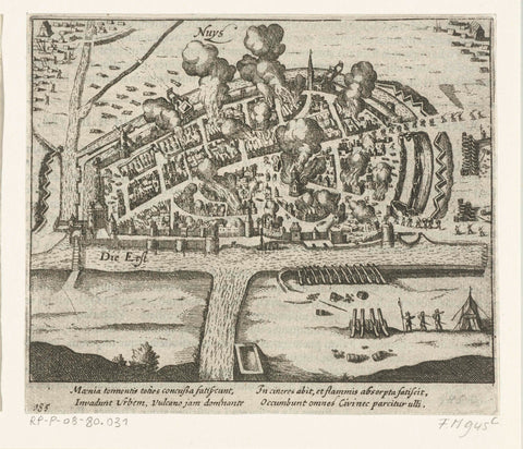 Intake and looting of Neuss, 1586, anonymous, 1613 - 1615 Canvas Print