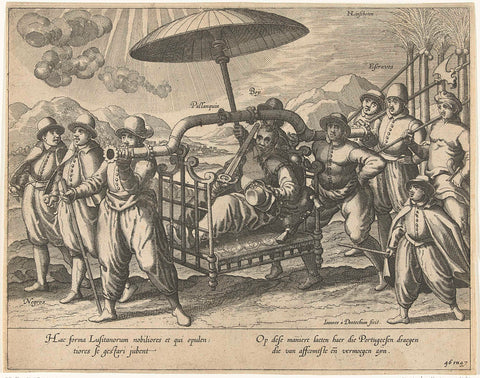 Portuguese in a sedan, Joannes van Doetechum (I), 1596 Canvas Print