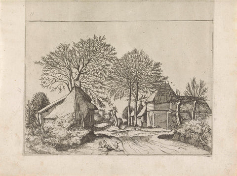 Farm and barn along a road, Johannes or Lucas van Doetechum, 1559 - 1561 Canvas Print