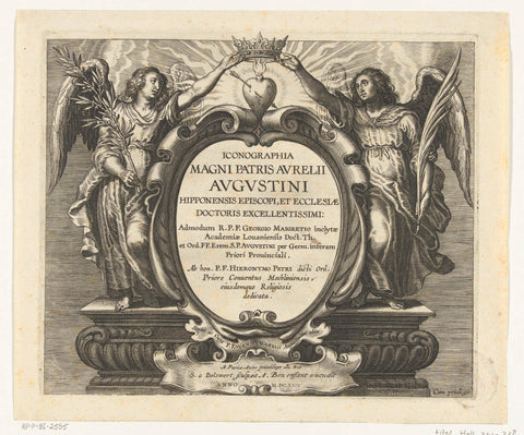 Cartouche with title flanked by two angels holding crown above burning heart, Schelte Adamsz. Bolswert, 1624 Canvas Print