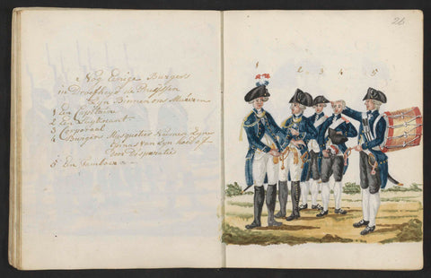 Uniforms of citizens in sadness by the arrival of the Prussians in 1787, S.G. Casten, 1795 - 1796 Canvas Print