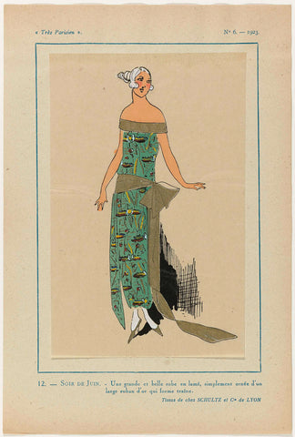 Très Parisien, 1923, No. 6: 12.- SOIR DE JUIN. - A large and beautiful dress..., anonymous, 1923 Canvas Print