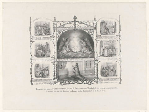 Commemoration of the fifth centenary of the Holy Sacrament of Miracle plegtig celebrated in Amsterdam, in the church of St. John and Ursula on the Beggijnhof, 4-12 March 1845, anonymous, 1845 Canvas Print