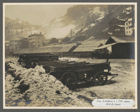 Artillery park with carts and cannons at 1700 meters at the Col de Lano (Lana), Henri de Rothschild (attributed to), 1916 Canvas Print