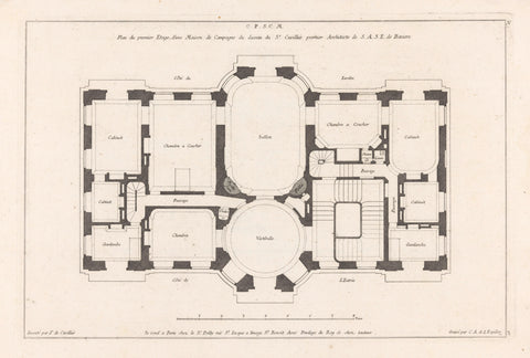 Floor plan of first floor, Carl Albert von Lespilliez, 1745 Canvas Print