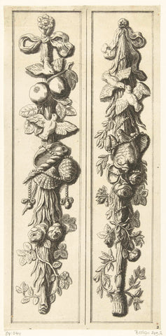 Two pilaster fesses with shells and pearl necklaces, Artus Quellinus (I), after 1665 - c. 1700 Canvas Print