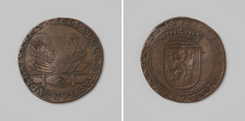 Marriage of Albrecht and Isabella of Austria in Valencia, calculation medal minted by order of the States of Flanders, anonymous, 1599 Canvas Print