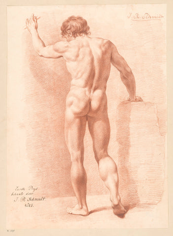 Standing male nude, seen on the back (1st prize 1805), Izaak Riewert Schmidt, 1805 Canvas Print