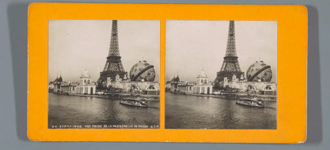 Eiffel Tower and other buildings of the 1900 World's Fair along the banks of the Seine, anonymous, 1900 Canvas Print