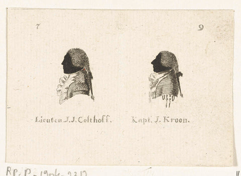 Silhouette portrait of Lieutenant Coltoff and Captain Kroon, Hendrik Willem Caspari, 1794 Canvas Print