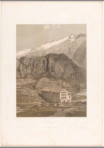 View of the hotel on the Grimsel Pass, Eugène Cicéri, 1859 Canvas Print