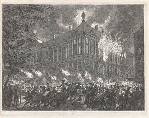 Fire in the city hall of Amsterdam, 1762, Simon Fokke, 1762 Canvas Print