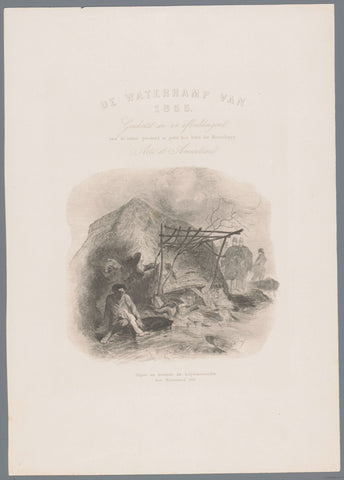 Title print for the series about the flood of 1855, Charles Rochussen, 1855 Canvas Print