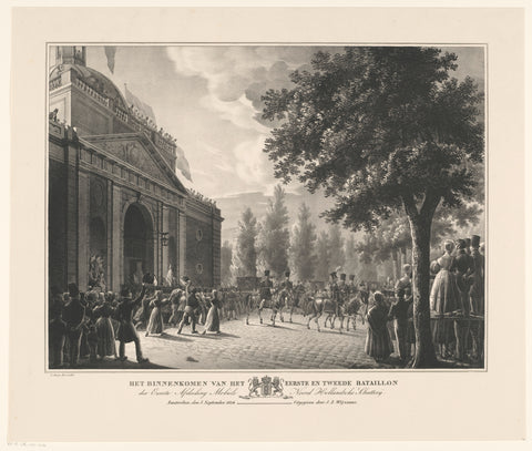 Arrival of the first and second battalion of the first Division North Holland Militia in Amsterdam, Johannes Steyn, 1834 Canvas Print