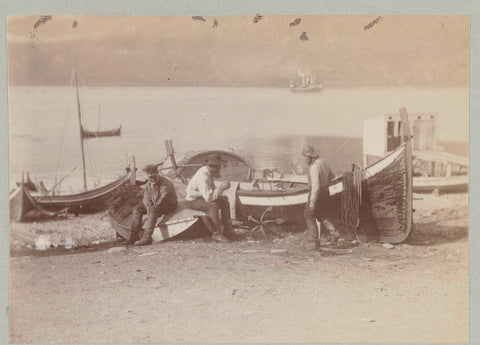 Fishermen bring their boats ashore, Paul Güssfeldt (attributed to), 1889 Canvas Print