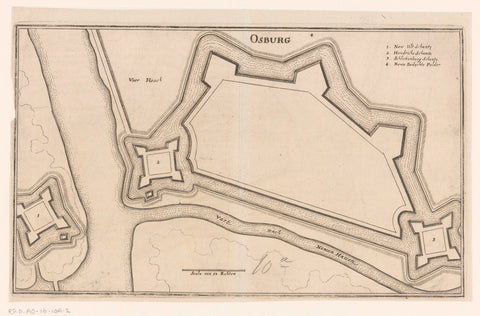 Fortress Map of Oostburg, Caspar Merian, 1654 - c. 1700 Canvas Print