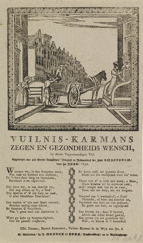 New Year's wish of the garbage men of Amsterdam for the year 1832, anonymous, 1831 - 1832 Canvas Print