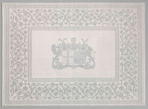 Napkin of linen damask with weapons, P.C. van de Ven, 1846 Canvas Print