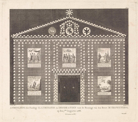 Illumination of the house of M.T. Peypers in Rotterdam, 1788, Johan van der Spruyt, 1788 - 1790 Canvas Print