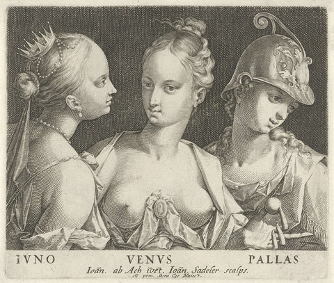 Juno, Venus en Minerva, Johann Sadeler (I), 1587–1595 Canvas Print