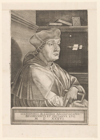 Portrait of Girolamo Aleandro, Archbishop of Brindisi, Agostino Veneziano, in or after 1536 Canvas Print