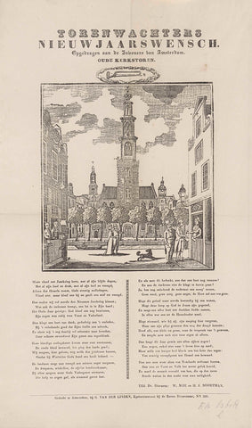 New Year's wish of the tower guards of the Oude Kerk in Amsterdam, ca. 1840-1870, anonymous, 1840 - 1870 Canvas Print