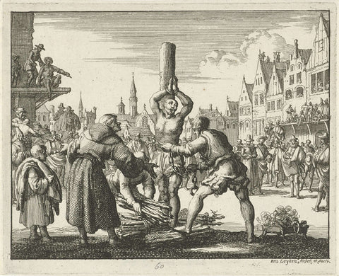Johan Knel at the stake in London, 1550, Jan Luyken, 1685 Canvas Print