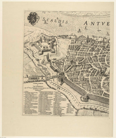 Map of Antwerp (left half); entry of Ferdinand in Antwerp in 1635 (no. 42), Theodoor van Thulden, 1639- 1641 Canvas Print