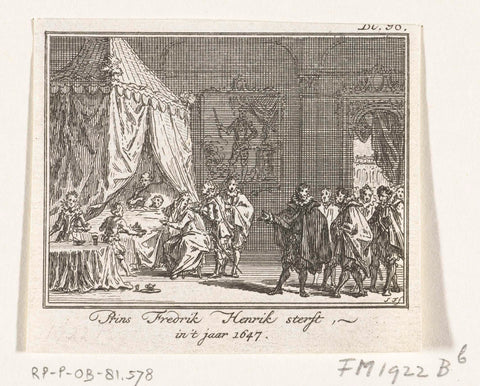 Deathbed of Frederik Hendrik, 1647, Simon Fokke, 1756- 1758 Canvas Print