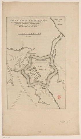 Fortress map of Lingen, anonymous, 1652 Canvas Print