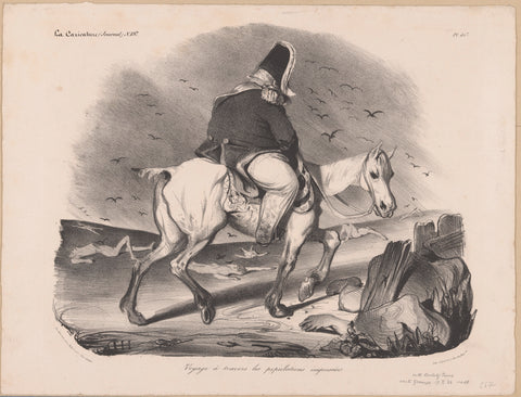 Caricature of Louis Philip I, King of France on horseback among the corpses, Honoré Daumier, 1834 Canvas Print