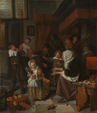 The Feast of St Nicholas, Jan Havicksz. Steen, 1665 - 1668 Canvas Print