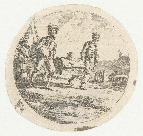 Two men with a coffin, anonymous, 1800 - 1899 Canvas Print