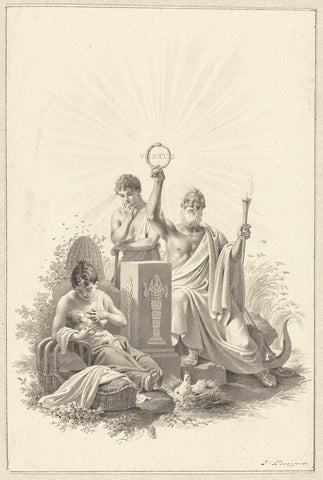 Design for title page for W. Bilderdijk De Mensch, 1807, Jacques Kuyper, 1771 - 1807 Canvas Print