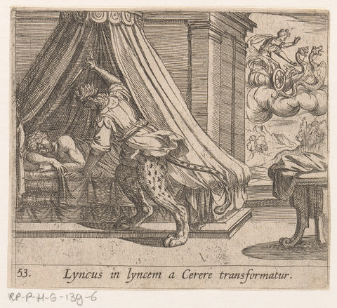 Lyncus turns into a lynx while attacking Triptolemus, Antonio Tempesta, 1606 - 1638 Canvas Print