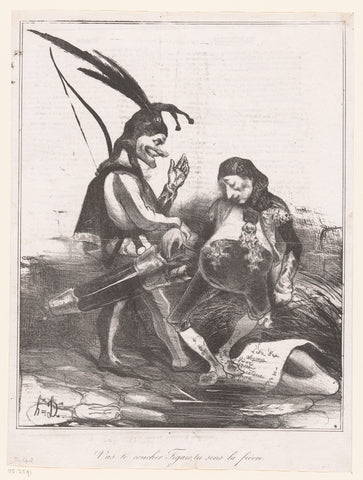 Caricature of Le Figaro and Le Charivari as jesters, Honoré Daumier, 1833 Canvas Print