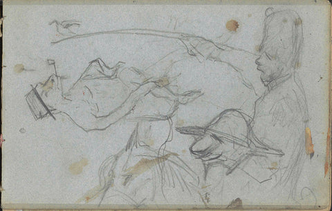 Study sheet with figures and animals, Louis Apol, 1880 Canvas Print