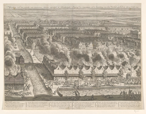 Image of that part of BATAVIA, where the Schrikkelyke Slagting der CHINEZEN, after the Discovery of their Betrayal, is shied, den 9. Octob: 1740., Adolf van der Laan, 1741 Canvas Print