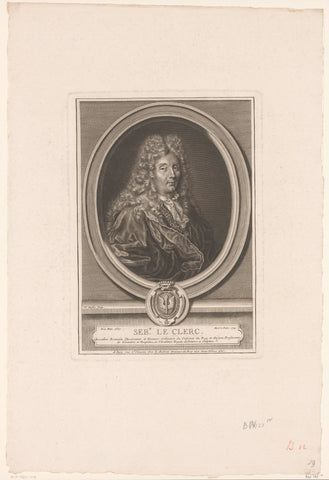 Portrait of Sébastien Leclerc, Claude Duflos, 1680 - 1703 Canvas Print