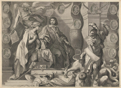 Promotional print of Aegidius Le Maistre (1663), upper part, Nicolas Pitau (I), 1663 Canvas Print