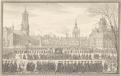 Funeral of Prince William IV of Delft, 4 February 1752, Simon Fokke, 1752 Canvas Print