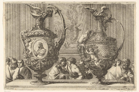 Twee schenkkannen, Jean Lepautre, after 1707 - before 1742 Canvas Print